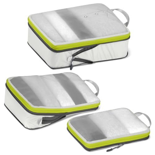 Cipway Bolsas Compresion Viaje, Malla Ligero Bolsas de Viaje Organizador para la Mochila Maletas de Almacenamiento en el Hogar(Blanco, 3 Unidades)