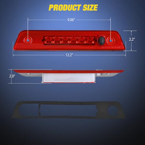 Image of Nilight Third Brake Light Tail High Mount 3rd Stop Lights Red Lens Compatible with Jeep Liberty 2008 2009 2010 2011 2012 Van SUV Rear Center Cab Lamp