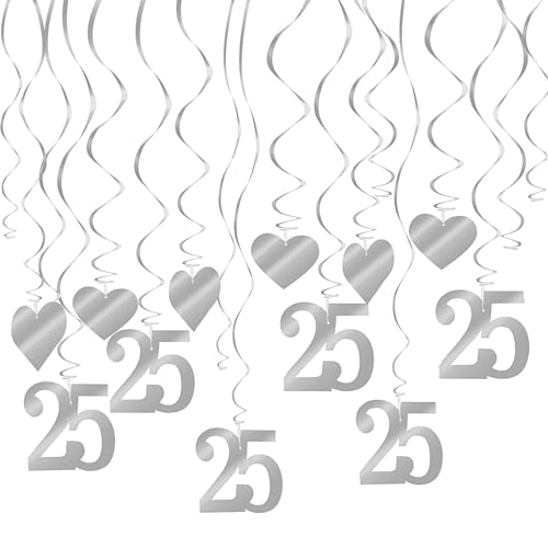 THXFUNAREA Pack of 18 Decorative Silver Wedding Garland, 25 Decorative Silver Wedding Swirls, Silver Wedding Hearts Garland, for Birthday, Wedding, Anniversary or Party Decoration THXFUNAREA Pack of 18 Decorative Silver Wedding Garland, 25 Decorative Silver Wedding Swirls, Silver Wedding Hearts Garland, for Birthday, Wedding, Anniversary or Party Decoration