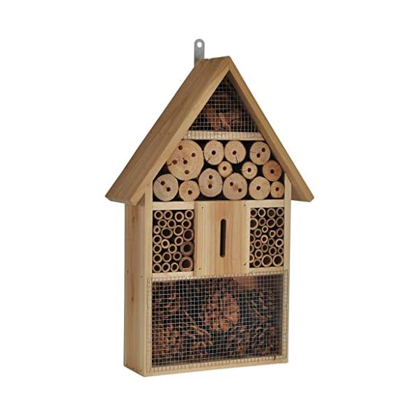 Bambelaa! XXL Insektenhotel Bienenhotel Insektenhaus mit Spitzdach aus Holz Unterschlupf für Wespen, Bienen…