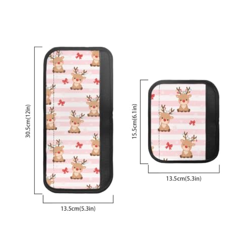 Image of Christmas Refrigerator Door Handle Covers Set of 6 Kitchen Electrical Appliances Handle Protector Anti-Slip Fridge Microwave Oven Home Accessories, Cute Reindeer Pink White Stripes