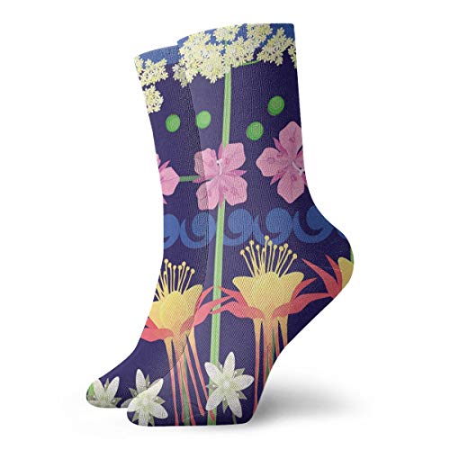 NA Socks Casual Athletic Crew Socks 30CM Floral Wallpaper Personalized Gift Socks: Clothing