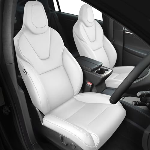 FREESOO Customized Seat Covers for Tesla Model X 6 Seats 2016 2017 2018 2019 Faux Leather Seat Covers Full Set Accessories, 3 Row - White