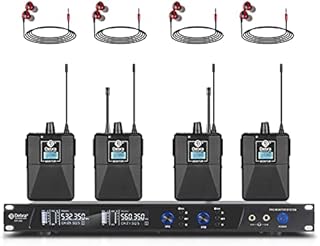 D Debra Audio PRO ER-202 UHF Dual Channel Wireless In Ear Monitor System With Transmitter and Receiver for Stage, Recording Studio, Musicians, Monitoring (4 Bodypack with Transmitter)