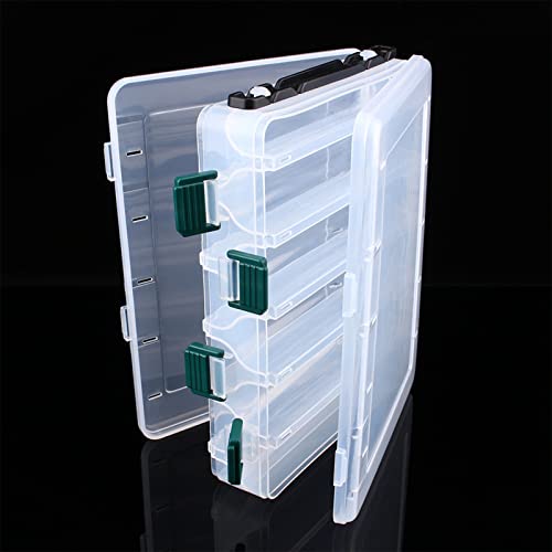Boîte de rangement pour leurres de pêche transparent double face à 12 compartiments