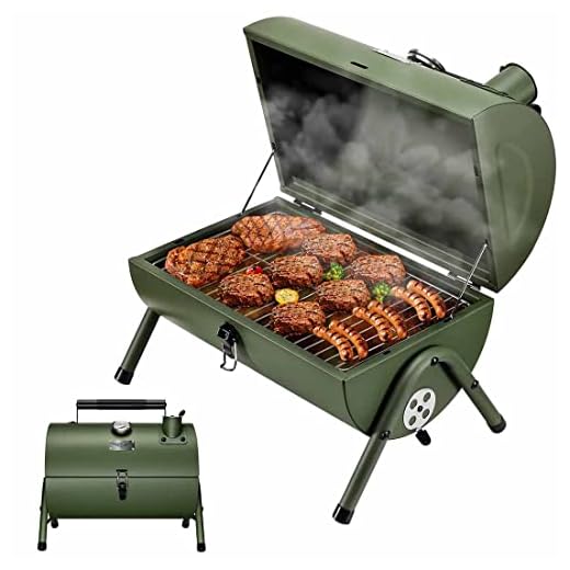 MAISON HUIS Adjustable Portable Charcoal Grill Multi-functional Metal Small BBQ Smoker for Outdoor Hiking Picnic(Green)