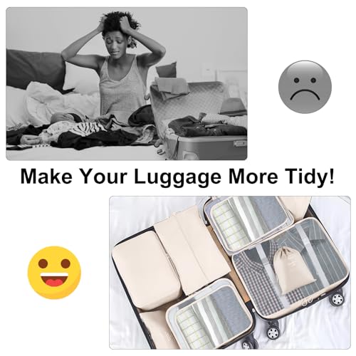 TXBOBECO 10 Stück Koffer Organizer Set,Packing Cubes,Beige – Ansicht 5