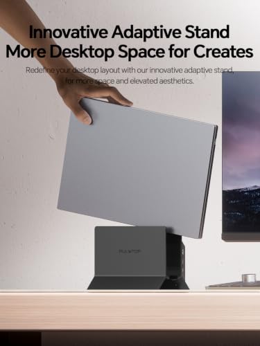 Image of USB C Docking Station Dual Monitor 4K@60Hz, 11-in-1 Vertical Laptop Stand Dock, 100W PD, 10Gbps Data, Gigabit Ethernet, Compatible with Dell Lenovo HP Windows Laptops, Black