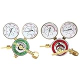 YaeKoo 2 Piece Dual Welding Gas Gauges Oxygen (CGA-540) and Acetylene (CGA-510) Regulators Combo