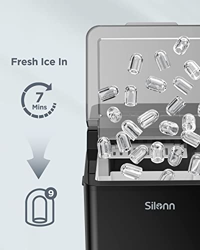 Silonn Countertop Ice Maker Machine, Fast Ice In 7 Min, 28 Lbs Of Ice Per Day, Ice Makers Countertop, Portable Ice Maker With Ice Basket And Scoop, Black #TOP1