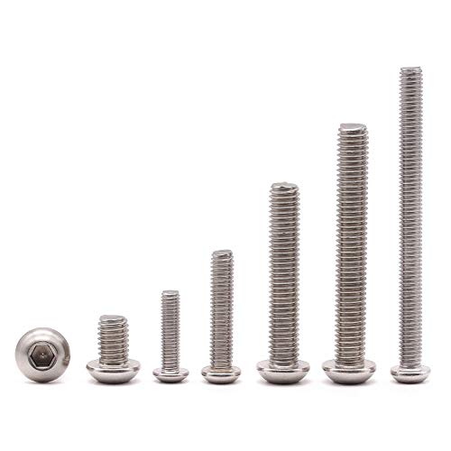 #10-24 X 3/4" Hex Socket Button Head Cap Screws Bolts 50 Pcs, Allen Socket Drive, 304 Stainless Steel 18-8, Bright Finish, Full Machine Unc Threads #TOP5