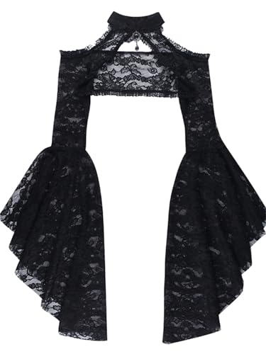 Image of Gothic Bolero Shrug Tops Women Goth Bell Long Sleeve Crop Top