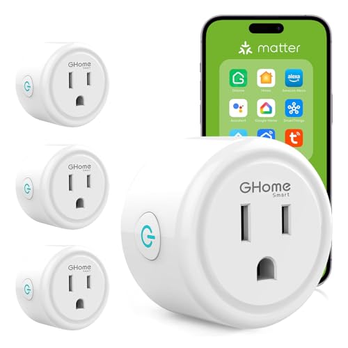 GHome Smart Plug Matter 15A, WiFi Smart Plugs Compatible with Ale...
