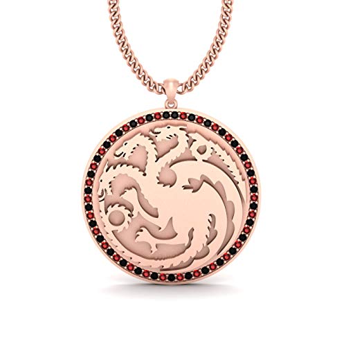 Juego de Tronos Casa Targaryen Colgante Collar Oro Rosa Acabado Plata 925 Joyería GOT