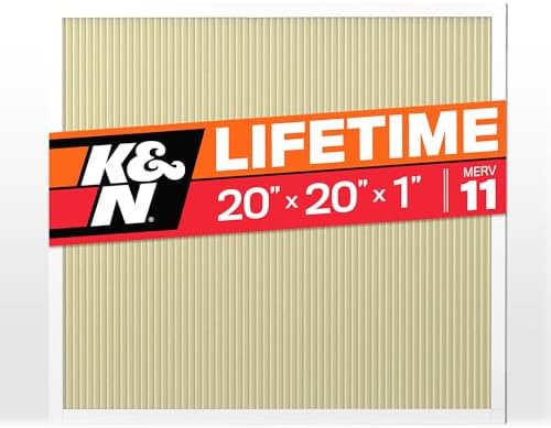 K&N 20x20x1 HVAC Furnace Air Filter, Lasts a Lifetime, Washable, Merv 11, the Last HVAC Filter You Will Ever Buy, Breathe Safely at Home or in the Office, HVC-12020