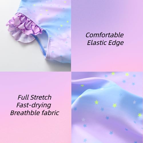 DXTON Girls One Piece Swimsuit: Kids Mermaid Quick Dry Bathing Suits Swimwear for Beach Pool 3-10 Years3