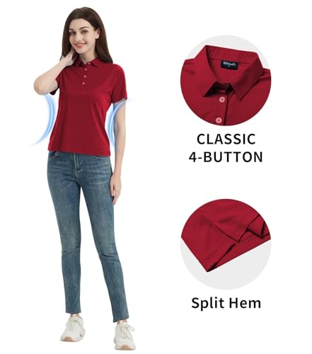 Image of Womens Polo Shirts UPF 50+ Quick Dry Short Sleeve Collared Golf Shirt