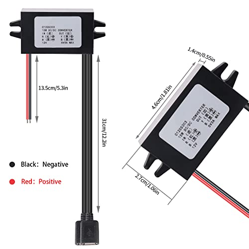 Image of 2Pcs DC Converter Module Voltage 12V to 5V 3A 15W USB Converter Buck Regulator Step Down Car Power Converter with Double USB Interface Output Power Adapter