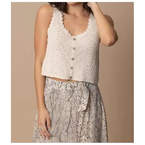 Image of NAIADES Women's Handmade Crochet Crop Top, Sleeveless Top for Women,Comfortable Fit