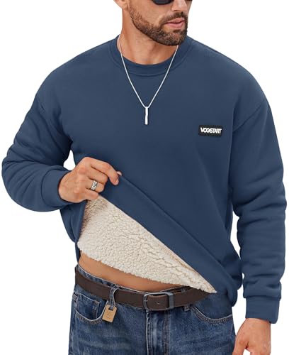 Men's Sherpa Sweatshirts Ultra-Warm Fleece Pullover Comfortable Winter Sweatshirt