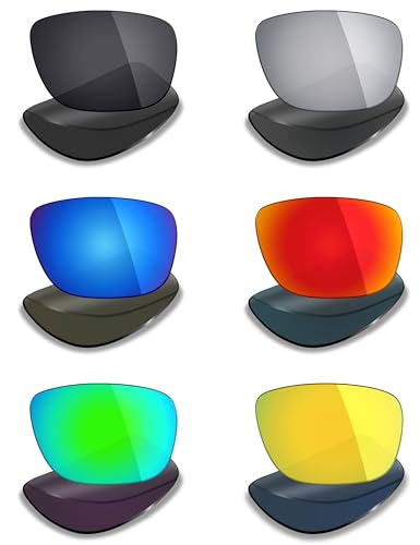 Mryok 6 Pairs Polarized Replacement Lenses for Arnette Lock Up AN3045 Sunglass - Stealth Black/Fire Red/Ice Blue/Silver Titanium/Emerald Green/24K Gold