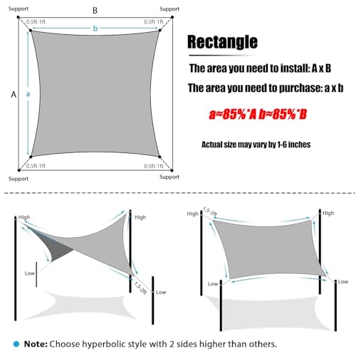 Voile d'ombrage pour le camping bâche de jardin rectangulaire imperméable 1x2,5m - 8