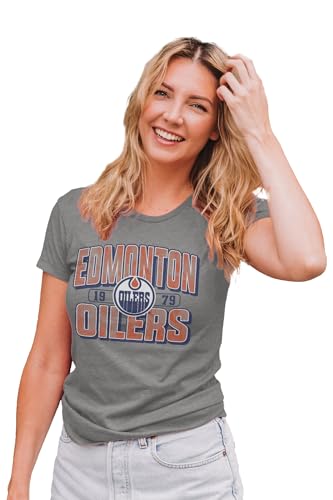 Edmonton Oilers NHL Officially Licensed Women's Tri-Blend T-Shirt Gray, Large