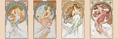 Alfons Mucha - Poster in stile Liberty, le quattro arti della poesia, la pittura, la musica e la danza