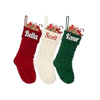 Ulico Personalized Christmas Stocking with Embroidered Name,Custom Initial Monogrammed Stocking, 18” Large Knitted Xmas Stocking for Kids,Family Stocking Fireplace Holiday Decor(1 Pcs)