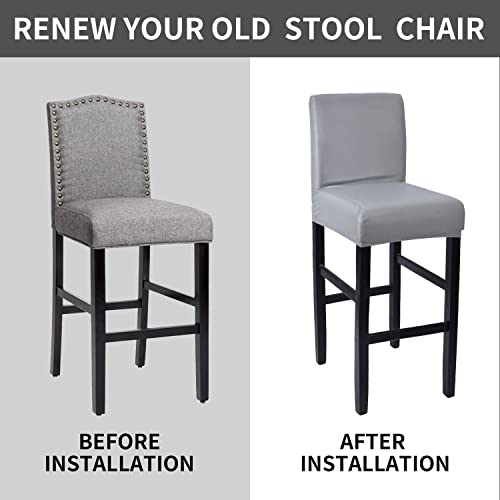 Sonnach Pu Waterproof Bar Stool Chair Covers For Counter Height Chair Covers,Low Back Chair Covers (Light Grey, 2) #TOP2