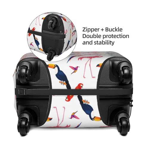 Cute Parrot Flamingo Toucan Bird Luggage Cover Protector Anti-Scratch Washable Fits 18-32 Inch Luggage-Small4