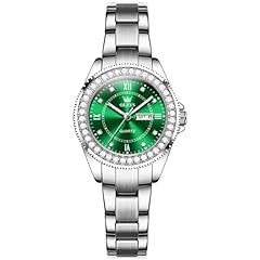 9993:Silver band & Green dial