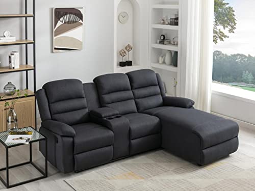 Vente-unique - Canapé d'angle Droit Relax en Tissu Anthracite Macedonia