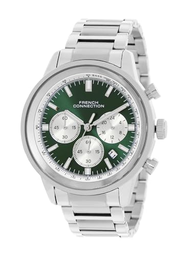 Image of French Connection Sunray Green Round Dial with Stainless Steel Strap Chronograph Watch for Mens - FCN0120SM