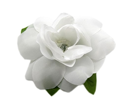 Hawaii Luau Party Artificial Fabric Gardenia Hair Clips White
