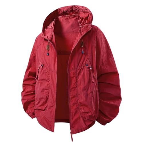 Image of Generisch 2025 Summer Protective Clothing for Men and Women The Same Thin Hooded Coat Puffer Jacket, red, S
