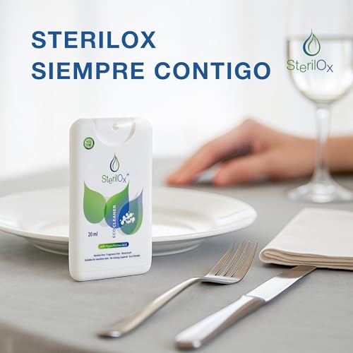 SterilOx 3 × 20 ml – Hygiene-Spray auf Basis von Hypochlorsäure (HOCl), ohne Alkohol, zur Handreinigung und Zubehör, Mini-Pack für Zuhause und Reisen