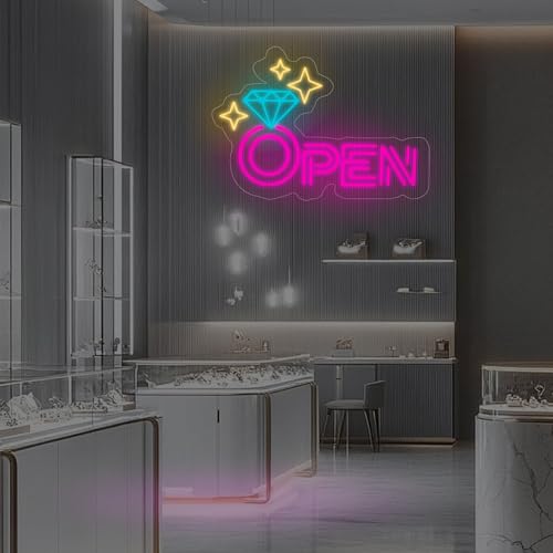 Image of Diamond Open Indoor Neon Sign For Jewelry Store Business Open LED Light