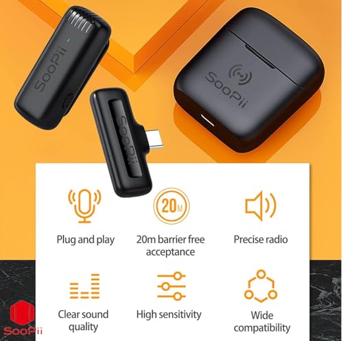 Image of SOOPII Dual Wireless Lavalier Microphone for Android /i-Phone iPad /Type-C Devices | Noise Cancelling Clip-on Mic with Charging Case | Plug & Play Bluetooth Mic for YouTube, Reels, Vlogging, Interviews