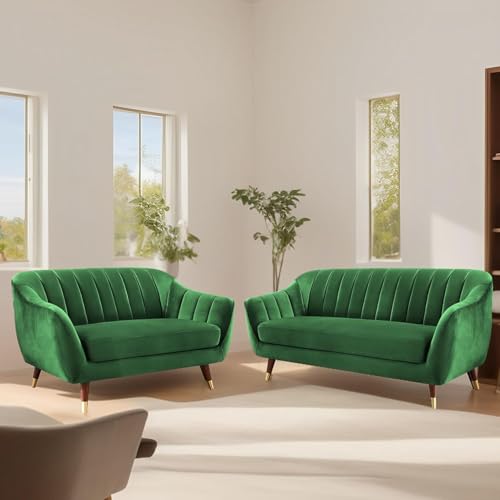 Image of Atticus 3+2 Seater Sofa Set for Living Room (Green Colour) Premium Fabric Sofa