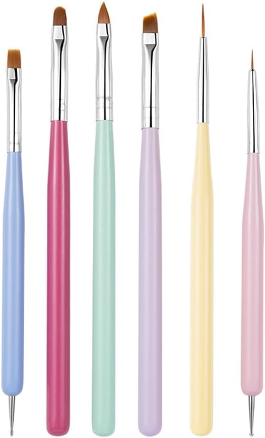 Macaron Colored Wooden Pole 5 Painted Flower Faint Gradient Pen Thread Pen Light Therapy Pen Nail Pen