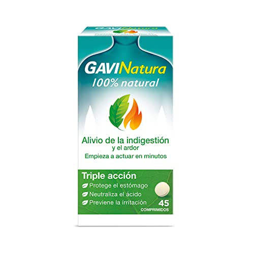 GaviNatura para el Alivio de la Indigestión y el Ardor, Triple Acción, 45 comprimidos (Paquete de...