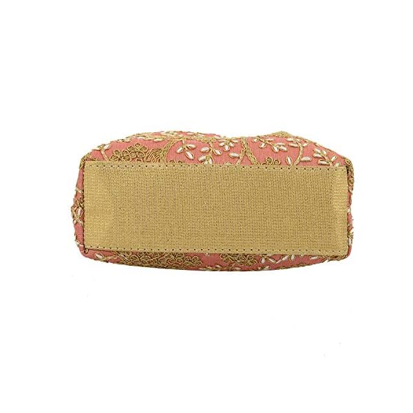 Heart Home Polyester Embroidered Potli Batwa Pouch Bag for Women (Peach) HEART2870 - Image 5