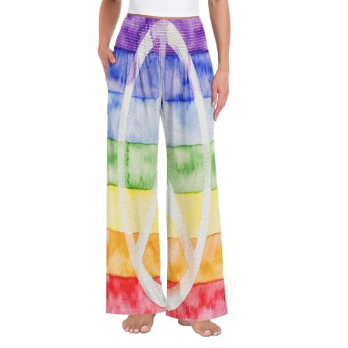 Pantalon respirant pour femme GuoChe Palazzos avec motif drapeau de la paix