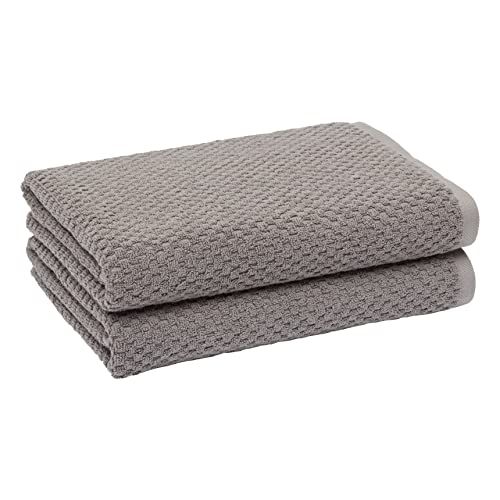 Amazon Basics Odor Resistant Textured Bath Towel, 30 X 54 Inches - 2-Pack, Cotton, Dark Gray #TOP12