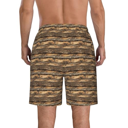 Rustic Wood Plank Print Stylish Beach Shorts Swim Trunks Lightweight Breathable Summer Outdoor Activities3