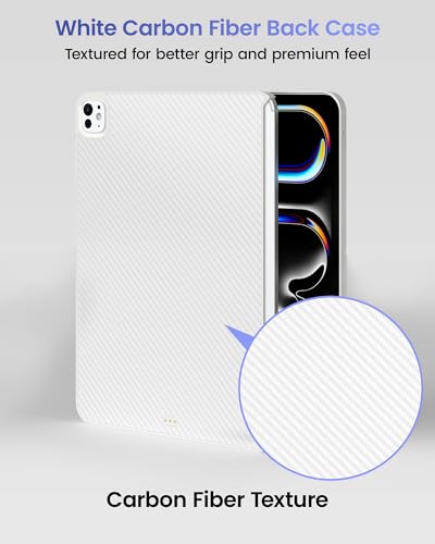 Image of typecase Edge+ Keyboard Case for iPad Pro 13-inch (M5 /M4) 2025 /2024, White Keyboard with White Carbon Fiber Protective Case,Portrait & Typing Modes,Built-in Trackpad,11-Color Backlight,Magnetic Stand