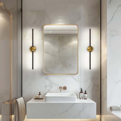 Image of 31 inch Black and Gold Vanity Light, Bathroom Lighting Fixtures Over Mirror, 360 Rotatable LED Brushed Gold and Black Vanity Lights for Bathroom Lights,18W 4000K Modern Vanity Light Bar for Bedroom