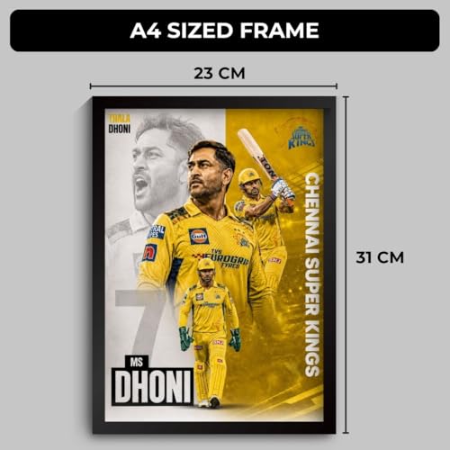 Image of Funk You Store MS Dhoni Framed Poster | Thala Captain Dhoni 7 Wall Art | CSK Edition | Cricket Legend | Premium Sports Decor for Cricket Fans | Motivational Wall Poster (F 180)