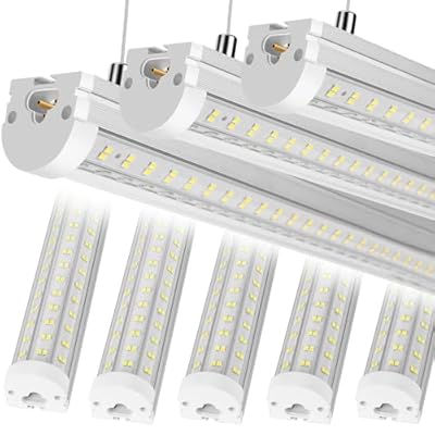 Phiwicsh 8Pack 8FT LED Shop Light, U Shape 125W Integrated LED Tube Light, 6500K Clear White, 20000LM Super Bright LED Lighting, Flush Mount/Hanging Linkable LED Ceiling Lights for Garage, Plug&Play